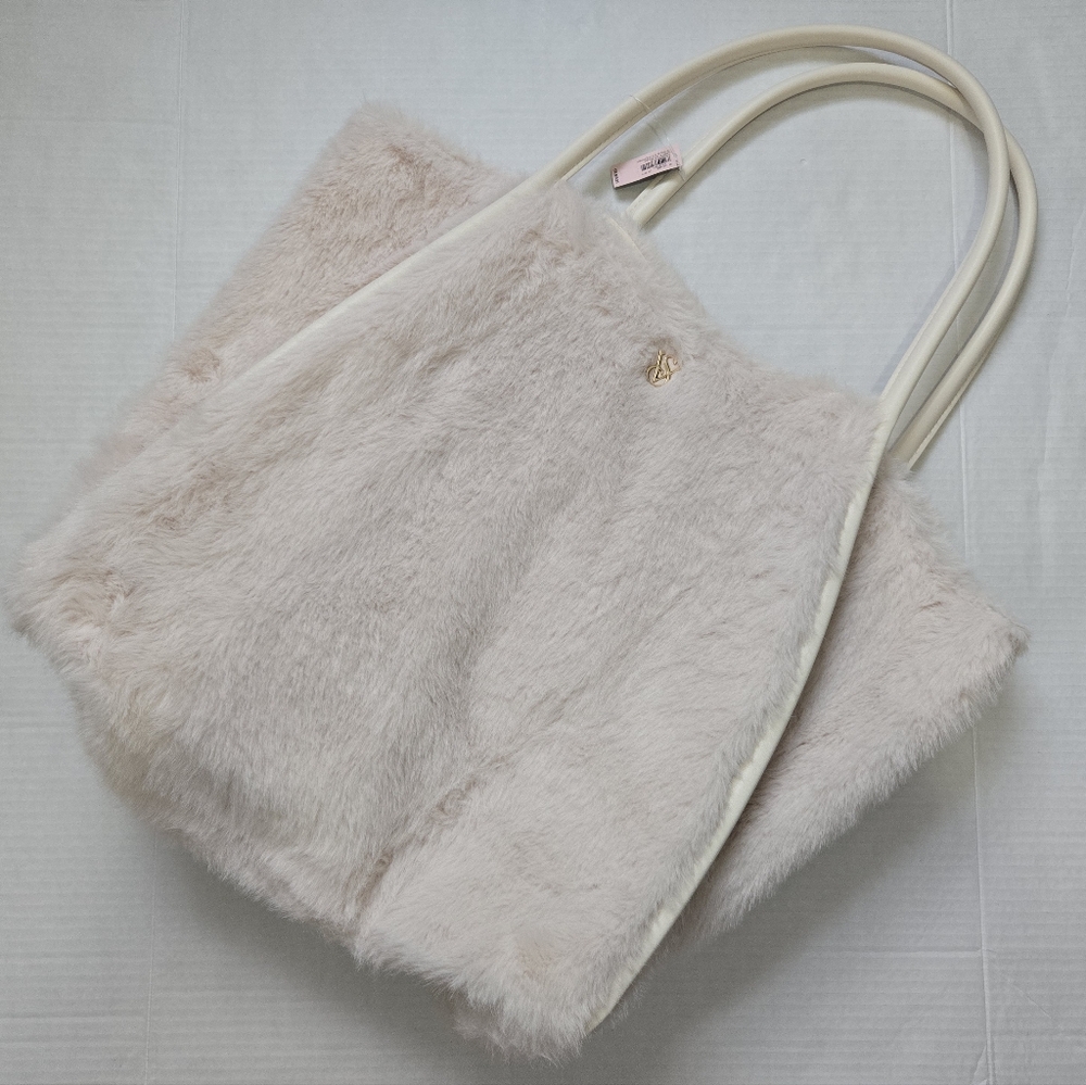Victoria's Secret Cream Faux Fur Tote Bag
